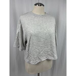 Athleta Classic Relaxed Crop Lightweight T-shirt in Light Grey SS Crew Neck XS
